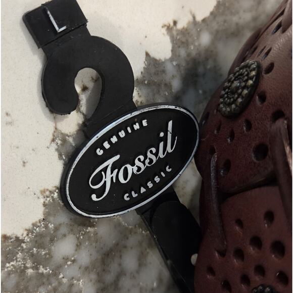 NWT Fossil Brown Leather Medallion Tie Belt L Boho Western Floral Laser Cut main image 9